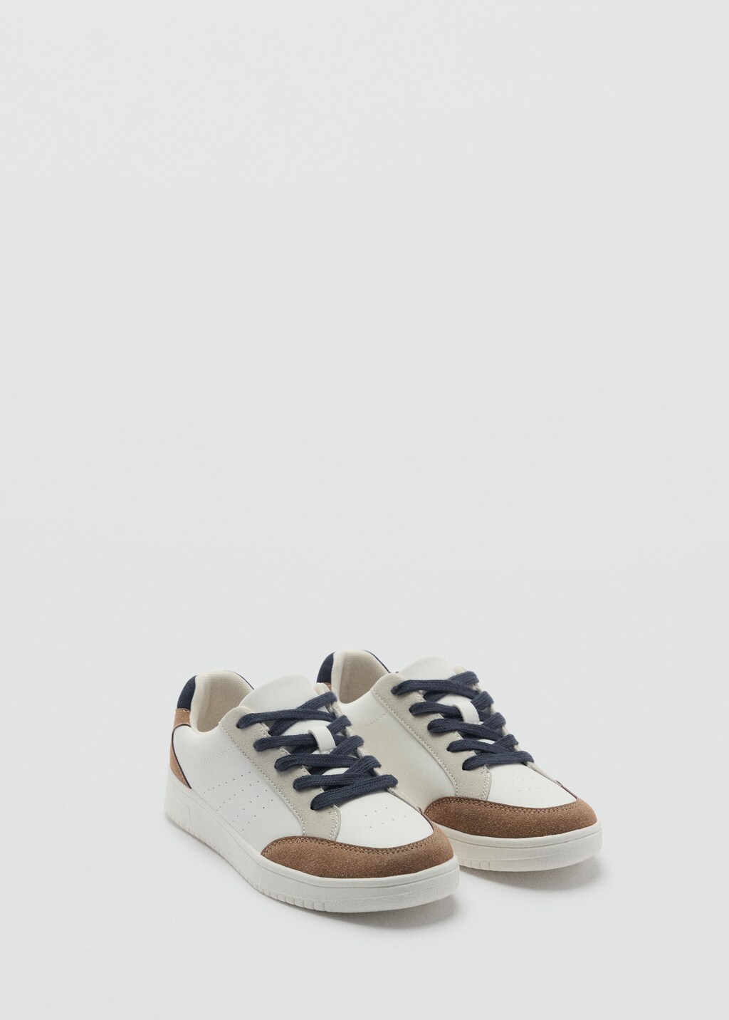 Lace-up mixed sneakers - White