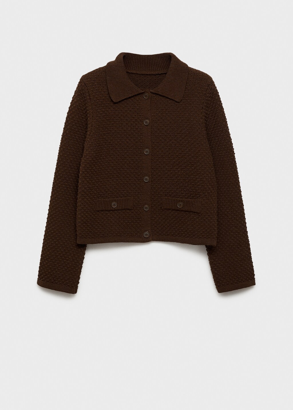 Polo-neck knitted jacket - Brown