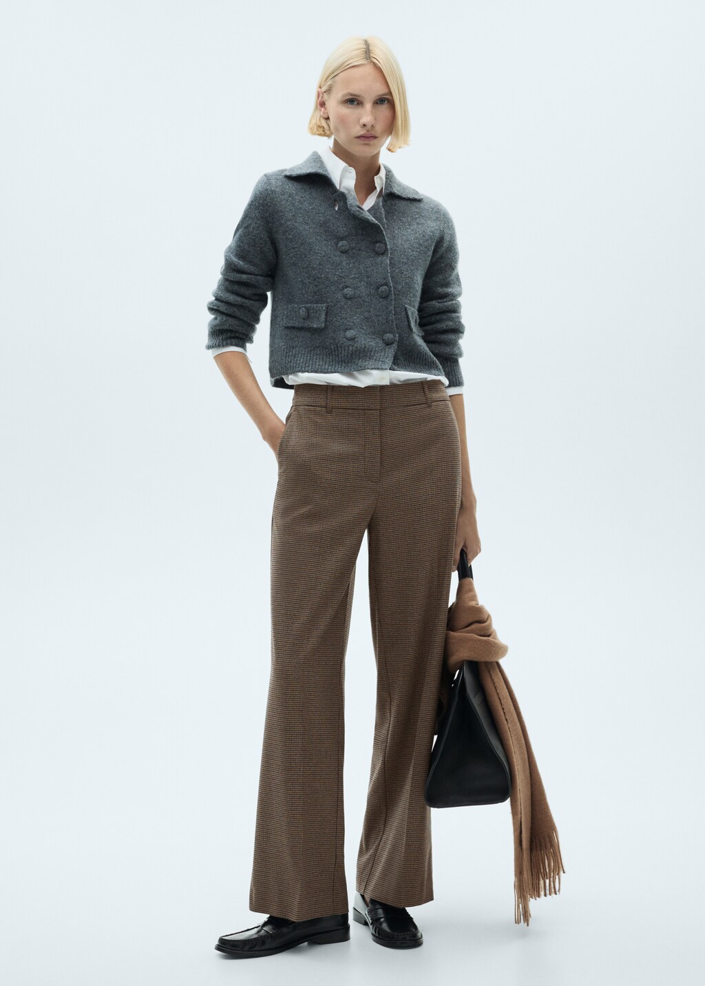 Mid-rise wideleg trousers - Brown