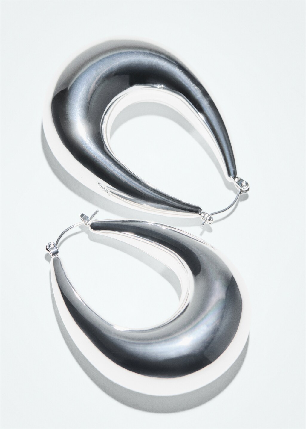 Volume oval-hoop earrings - Silver
