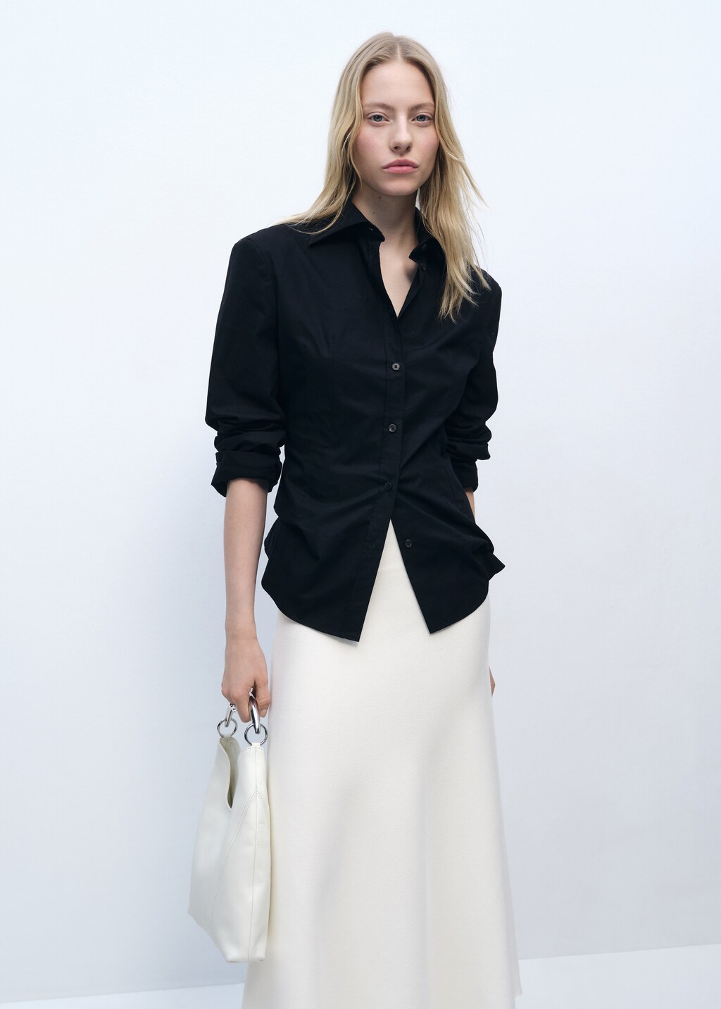 Flared knitted skirt - Ecru