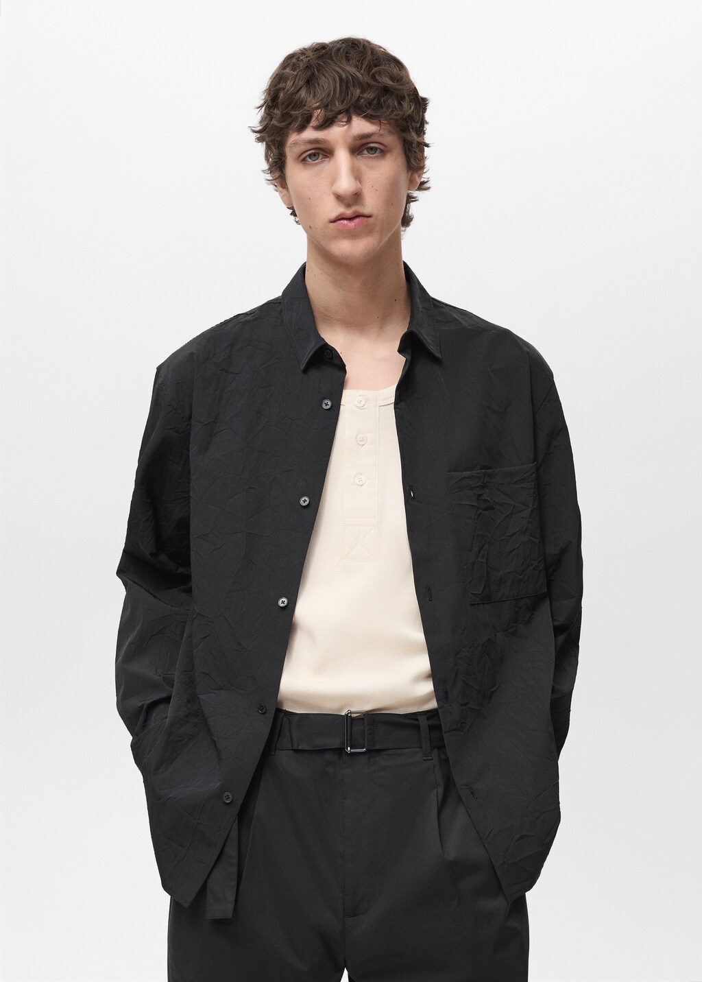 Creased-effect shirt - Black
