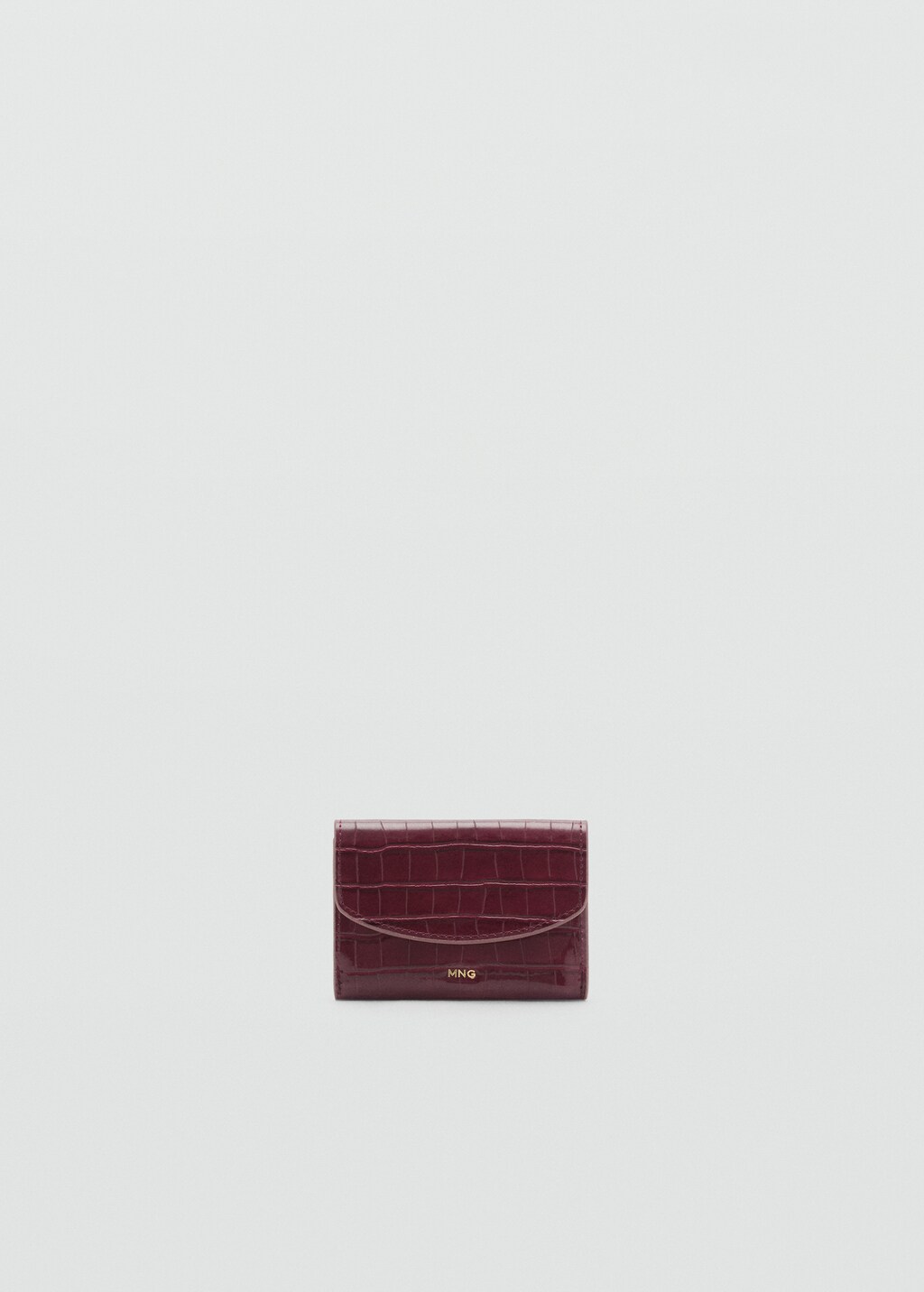 Croc-effect flap purse - Burgundy