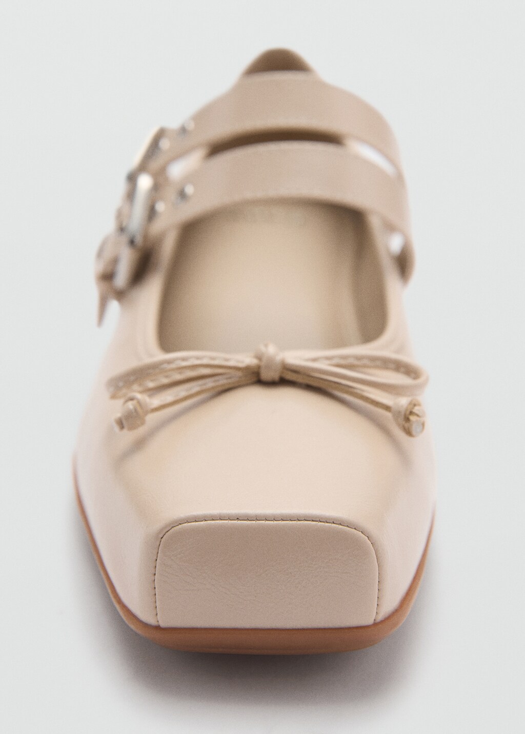Ballerina shoes with double buckle - Beige