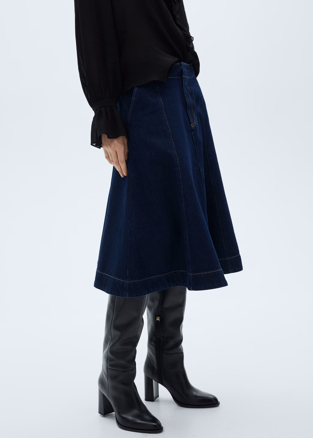 Flared denim skirt - Open Blue