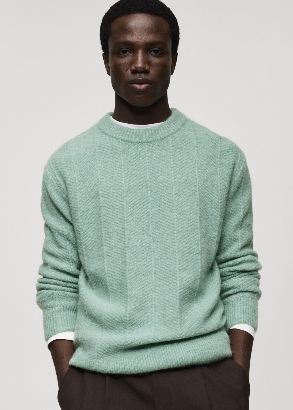 Structured knitted sweater - Aqua Green