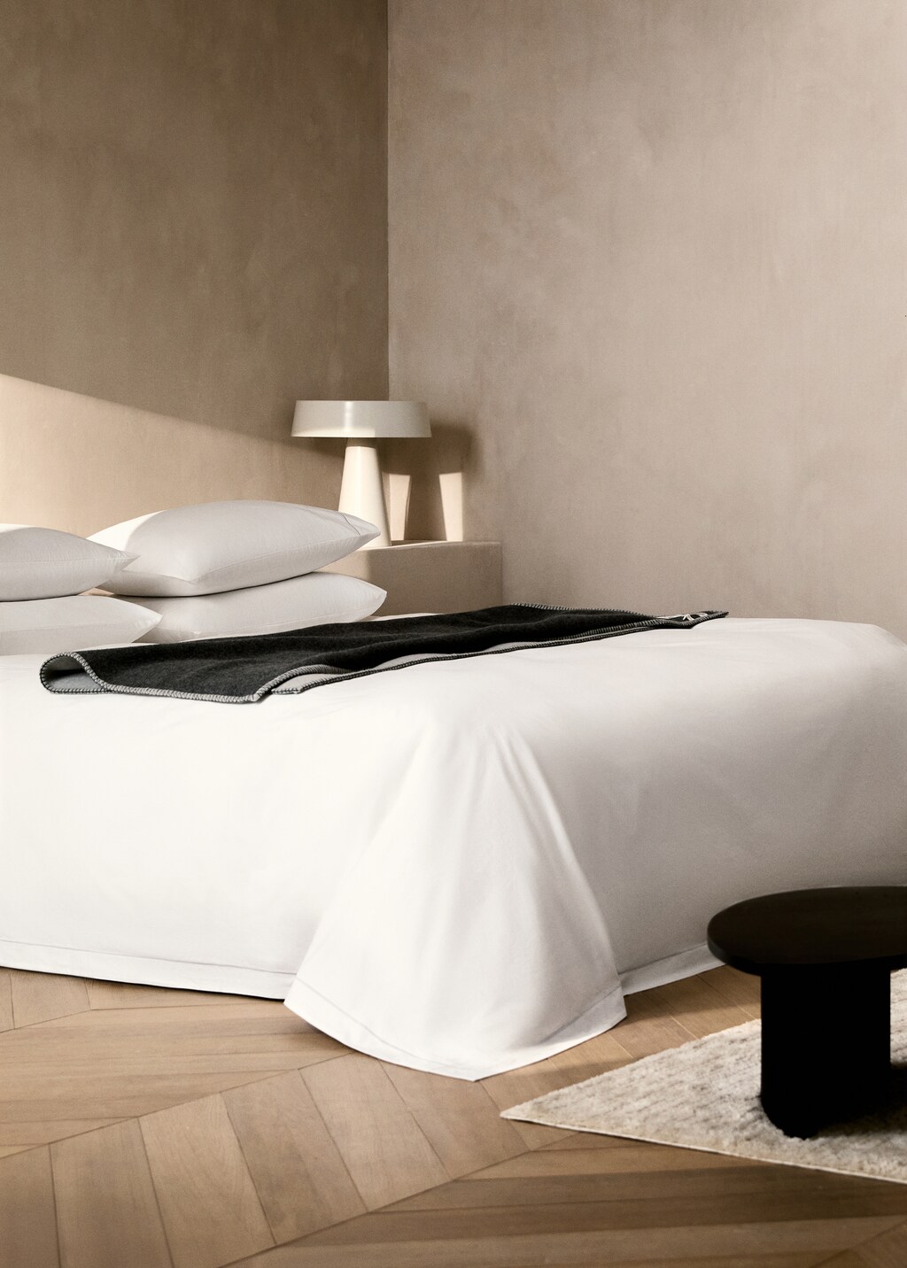 Scalloped cotton percale duvet cover for 180/200 cm bed - Medium Brown
