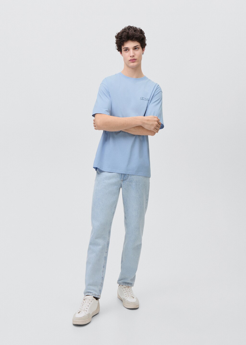 Message cotton T-shirt - Sky Blue