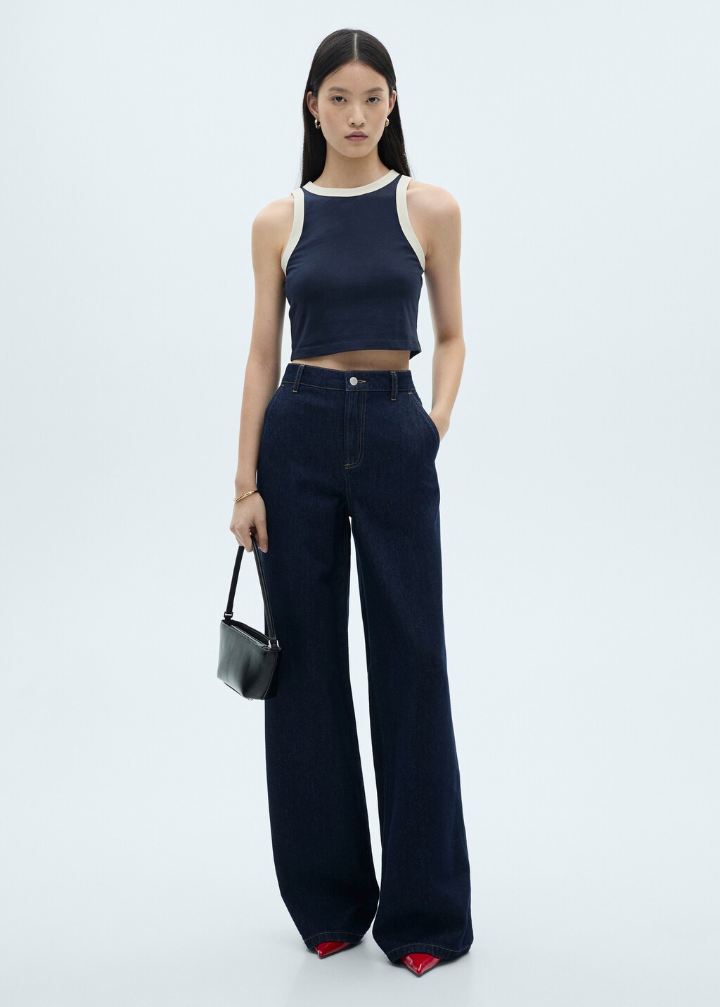 Contrast trim top - Red