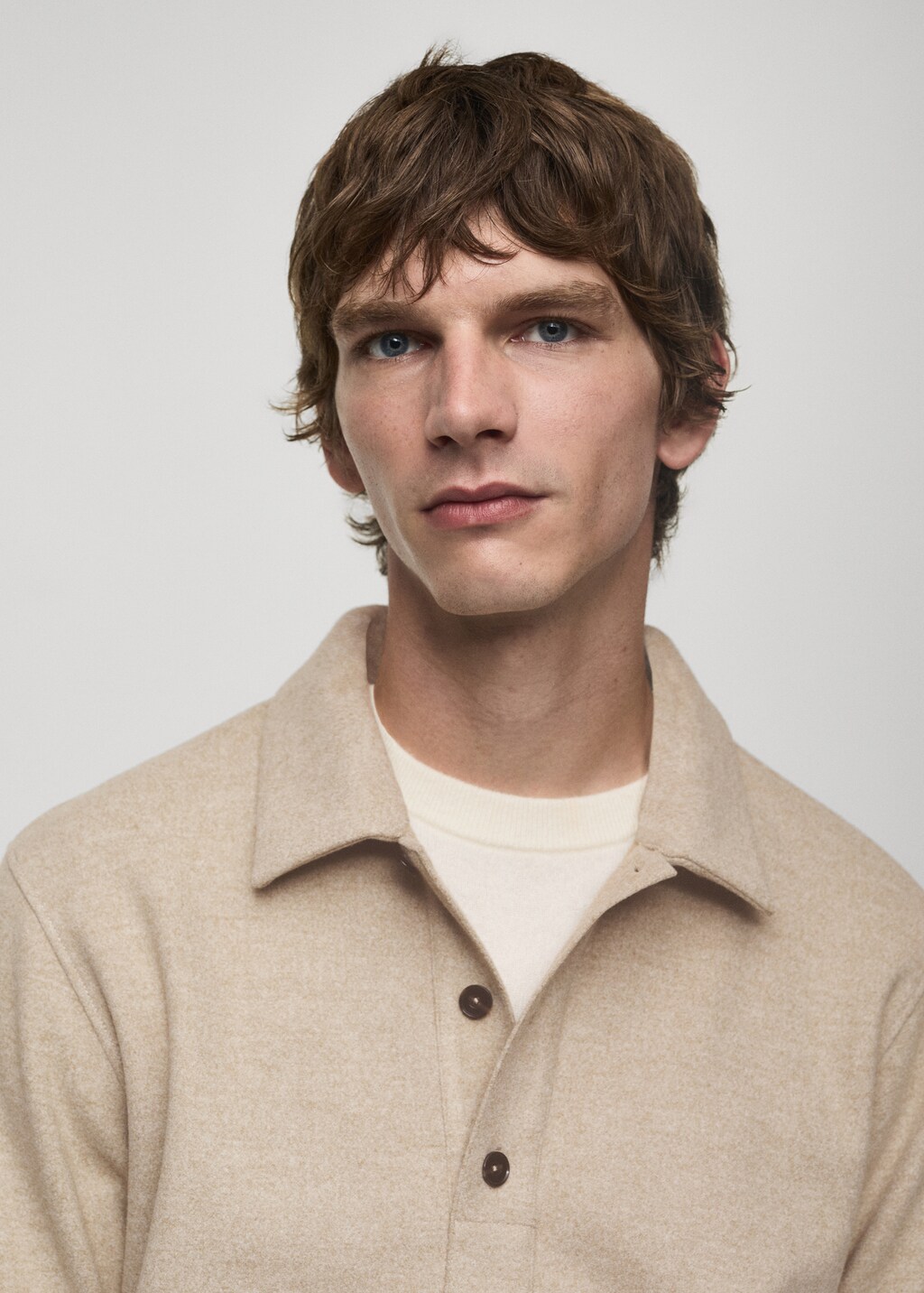 Regular fit sweatshirt-fabric polo shirt - Charcoal