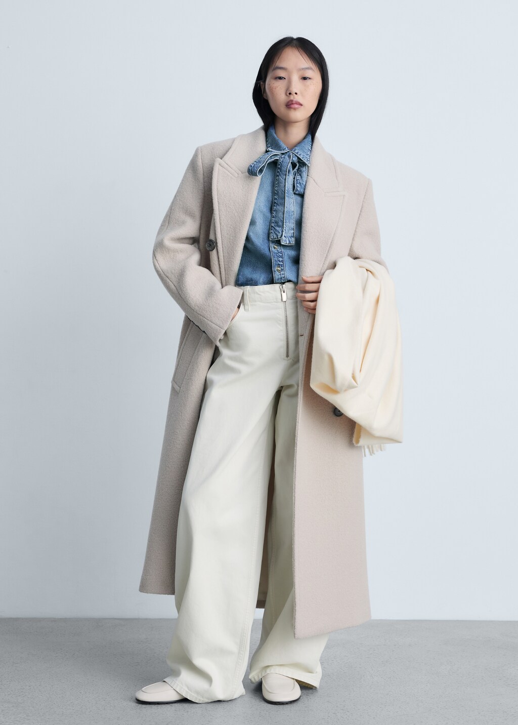 Denim shirt with bow - Medium Blue