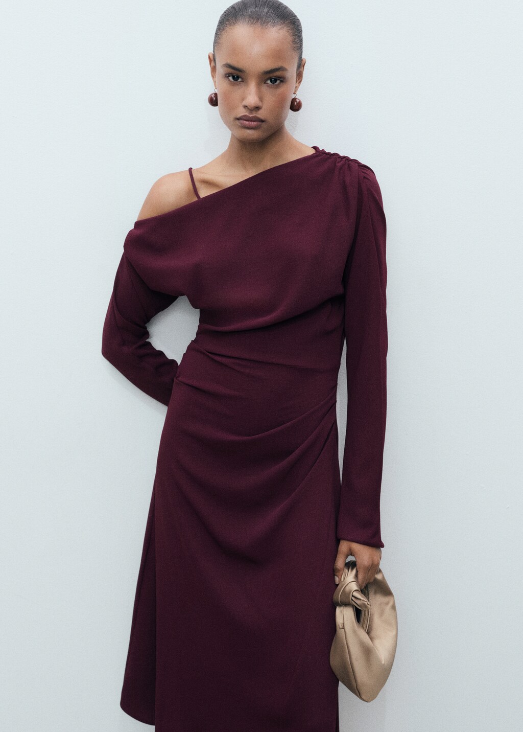 Asymmetrical midi-dress - Wine