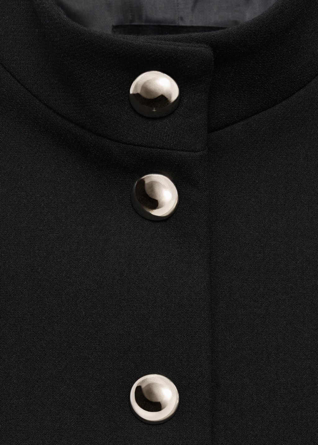 Jacket with jewel-button strip collar - Black