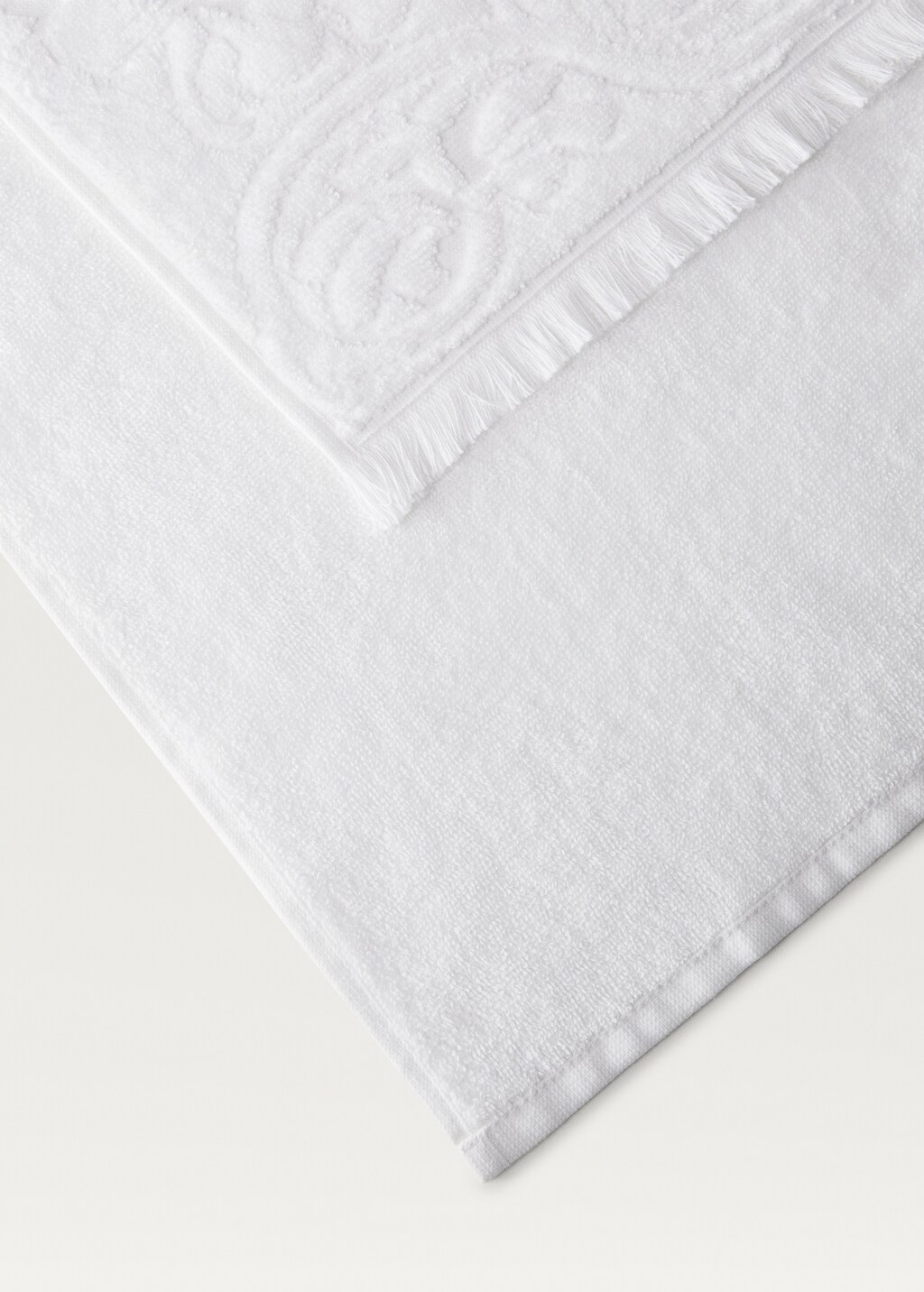 Hand towel with floral trim - White