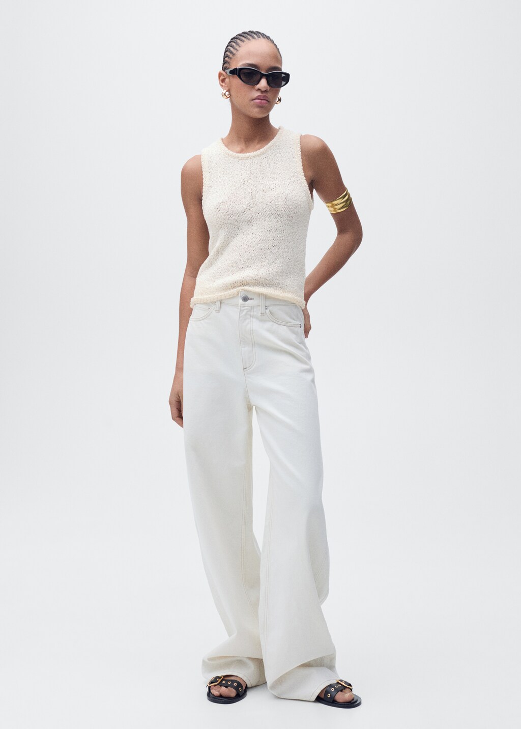 Crochet top with straps - Ecru