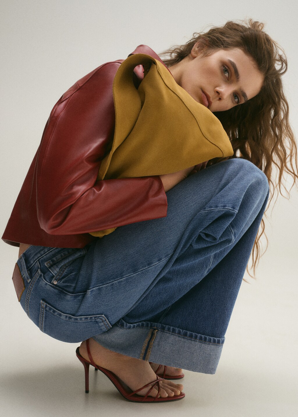 Wideleg jeans with turned-up hem - Medium Blue