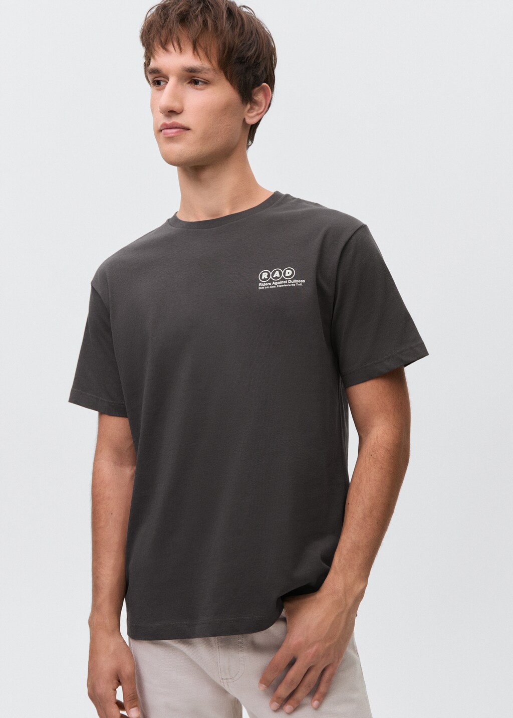 Printed cotton-blend T-shirt - Charcoal