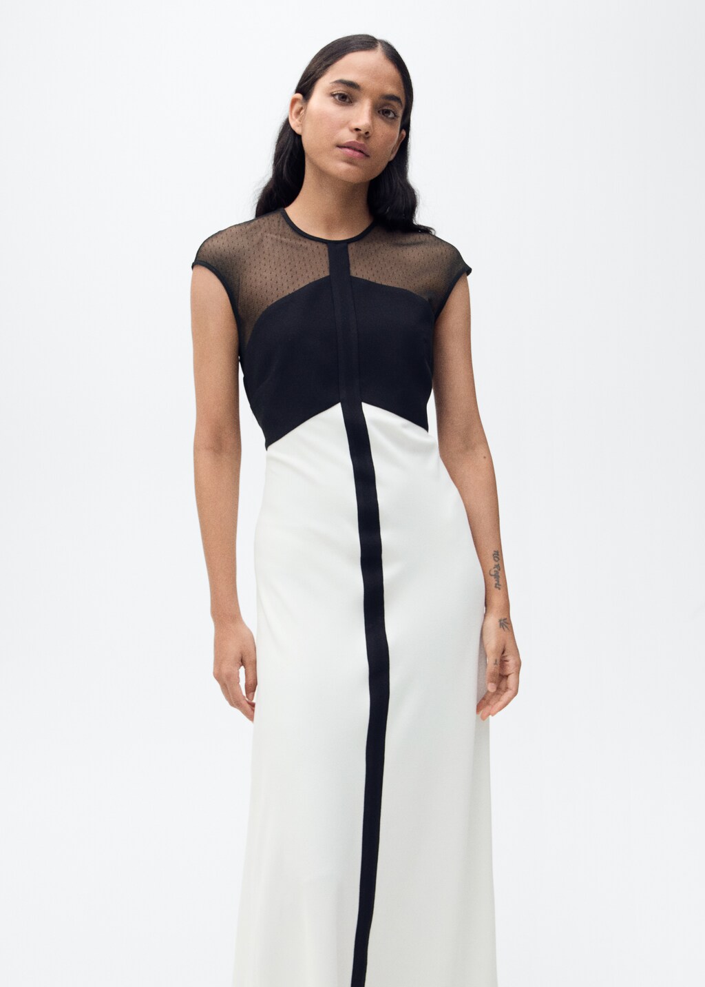 Two-tone panel dress - Off White