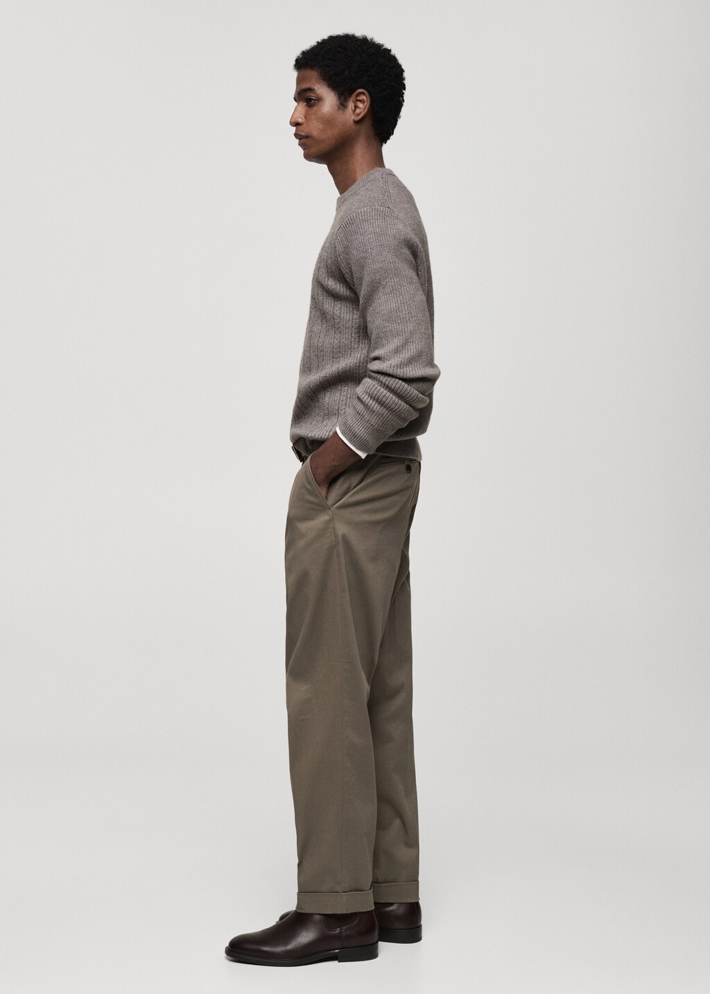 Combined knitted sweater - Grey