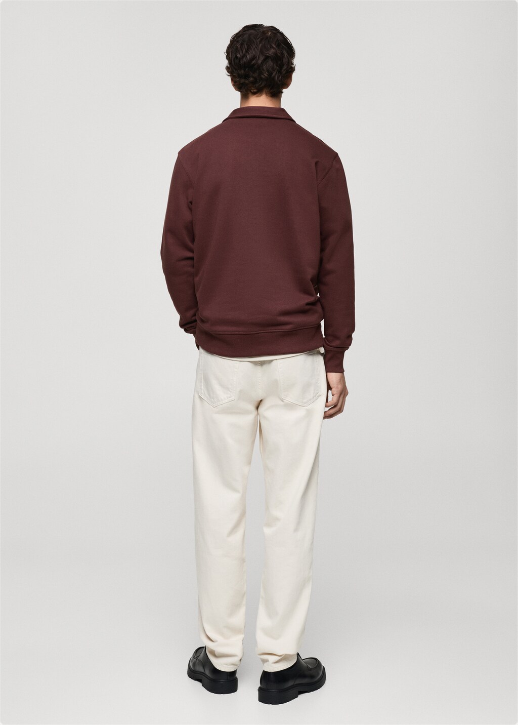 Regular-fit cotton polo sweatshirt - Burgundy