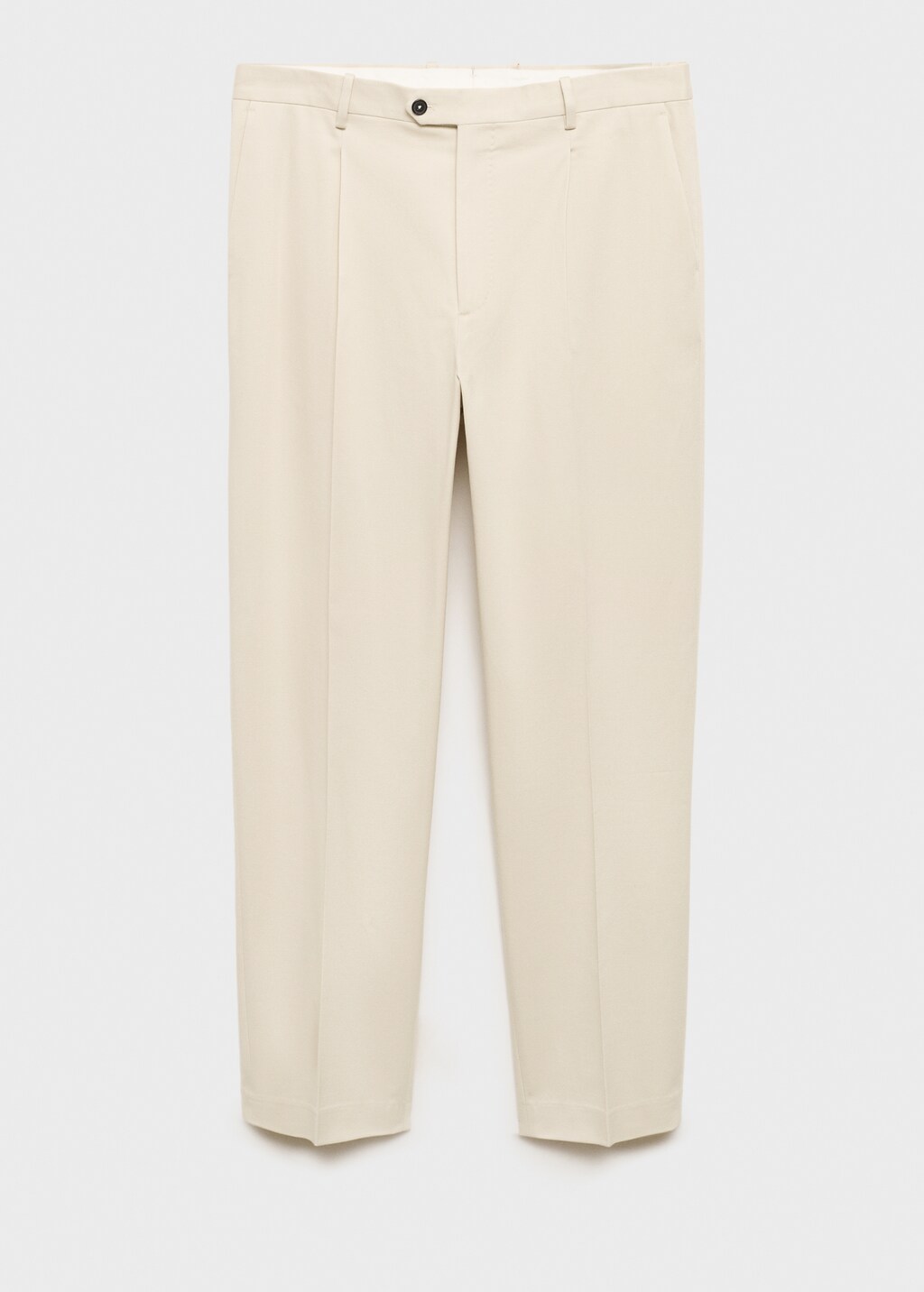 Cotton twill pleated trousers - Ecru