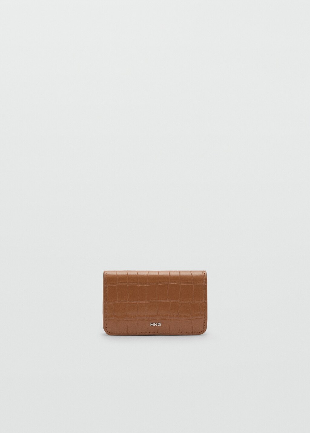 Croco leather-effect wallet with flap - Off White