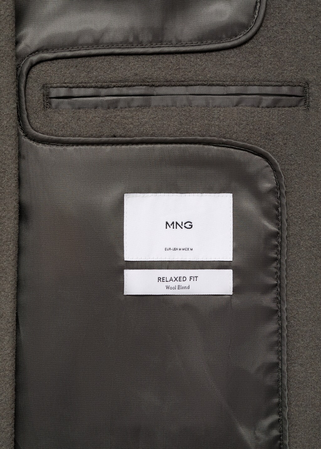 Long recycled wool coat - Khaki