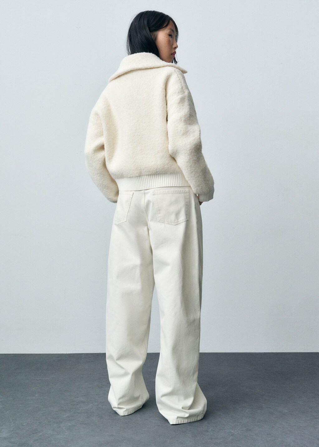 Bouclé wool-blend jacket - Ecru