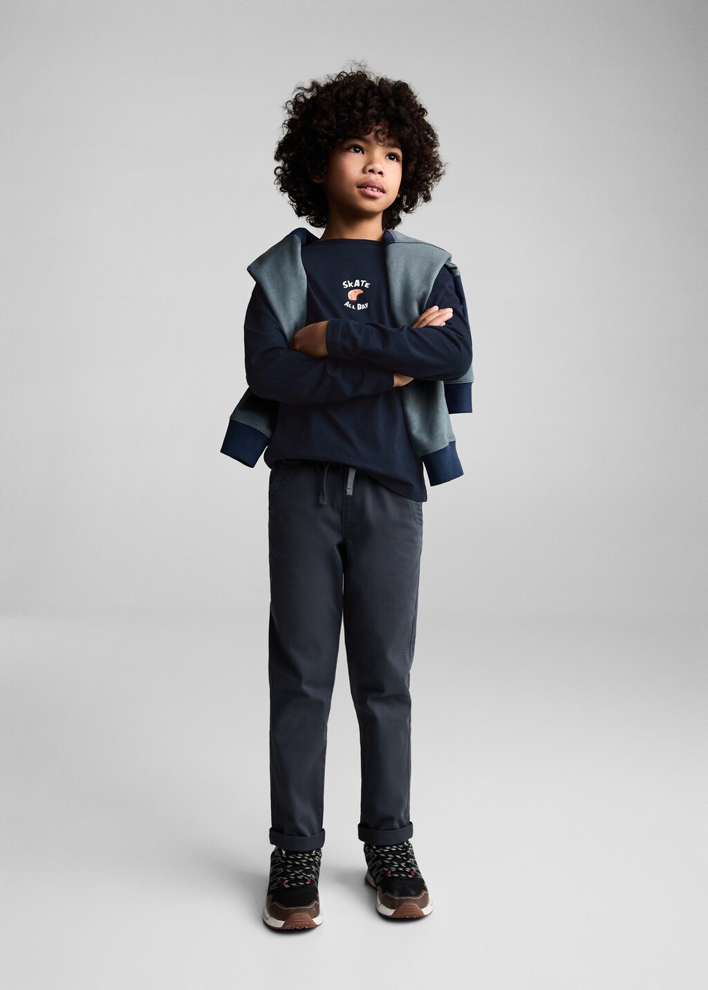 Printed cotton-blend T-shirt - Dark Navy