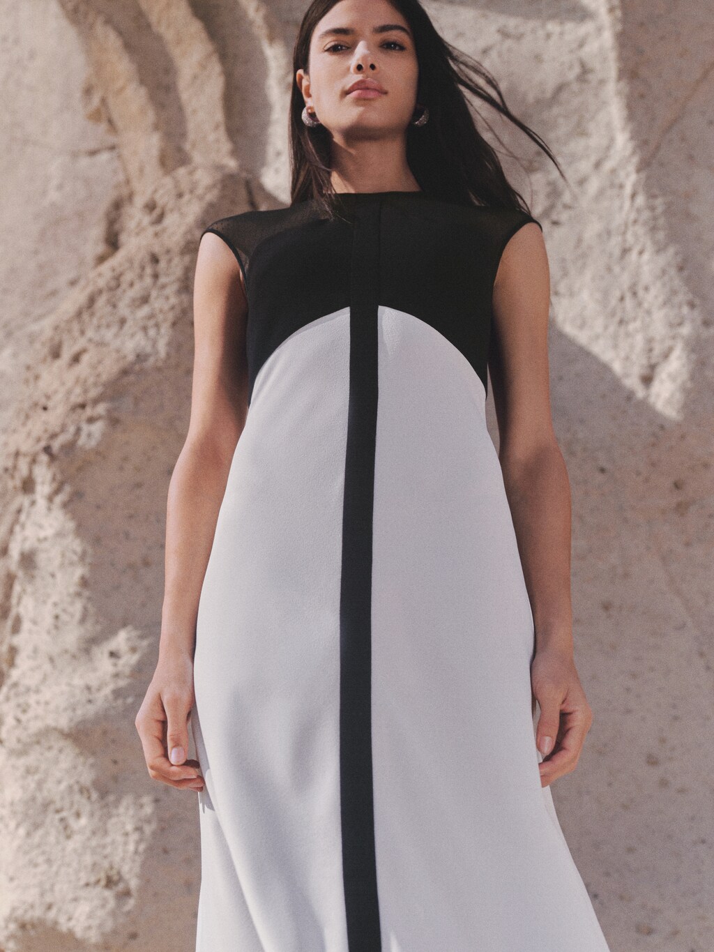 Two-tone panel dress - Off White