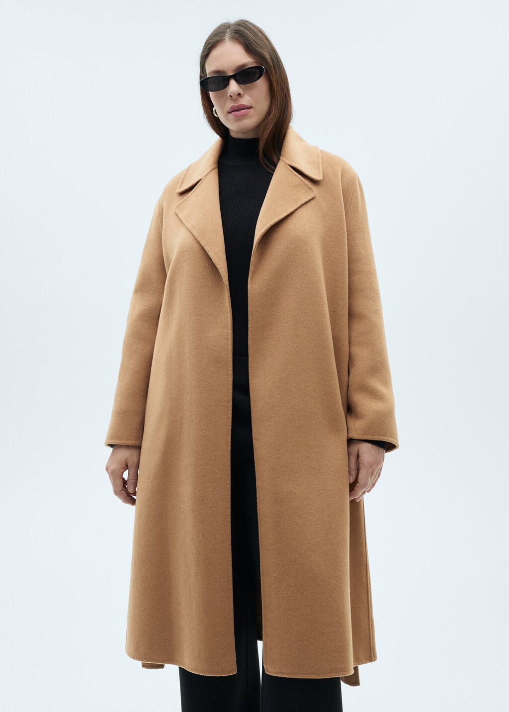 Handmade long coat with belt - Khaki