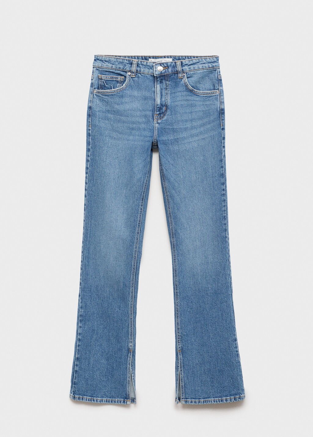 Rinse-wash flared jeans with openings - Open Blue