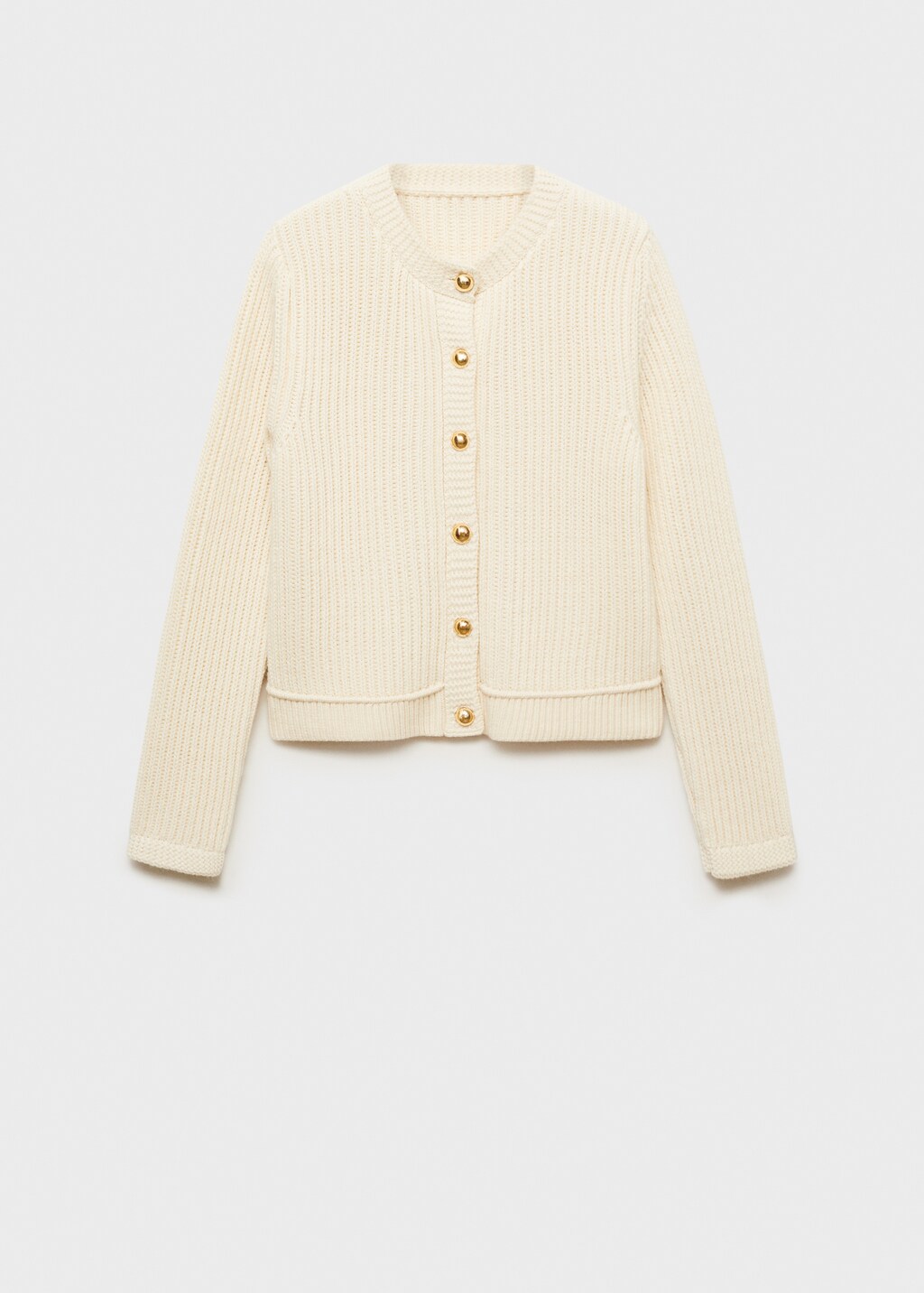 Knitted cardigan with jewel button - Ecru