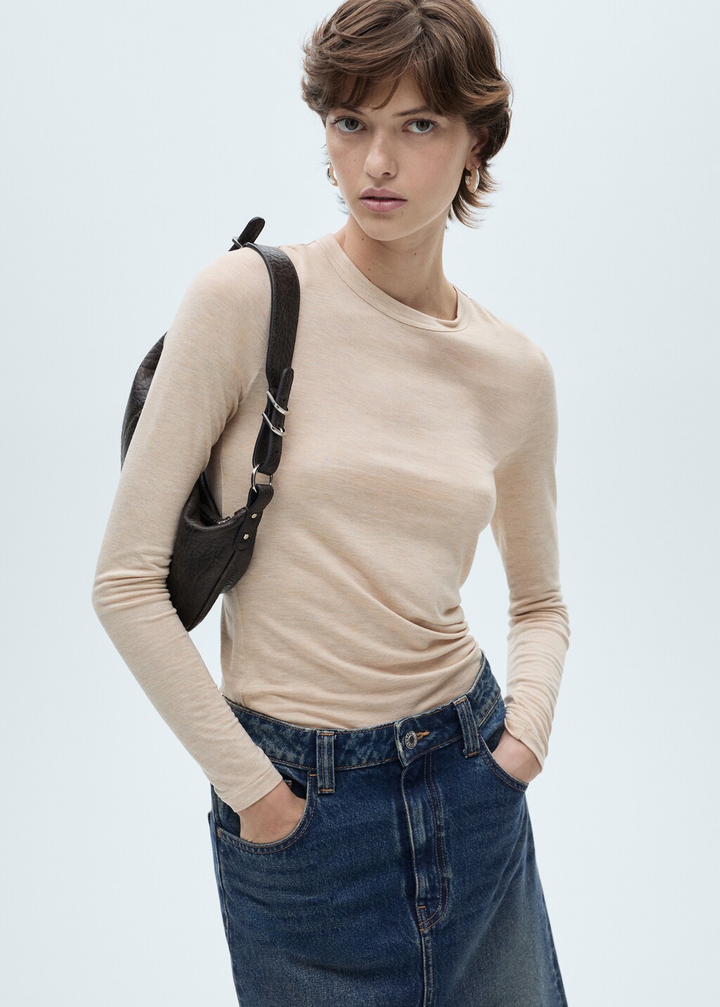 Long-sleeved fitted t-shirt - Black