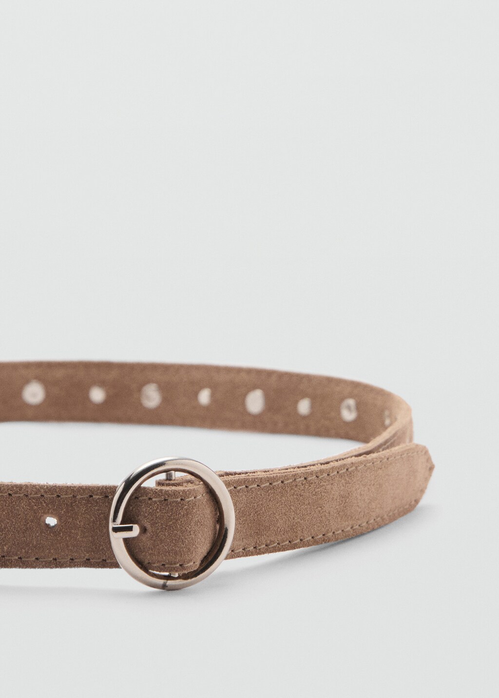 Laser-cut suede belt - Sand