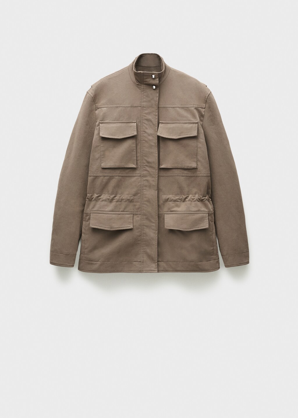 Turtleneck parka with pockets - Medium Brown