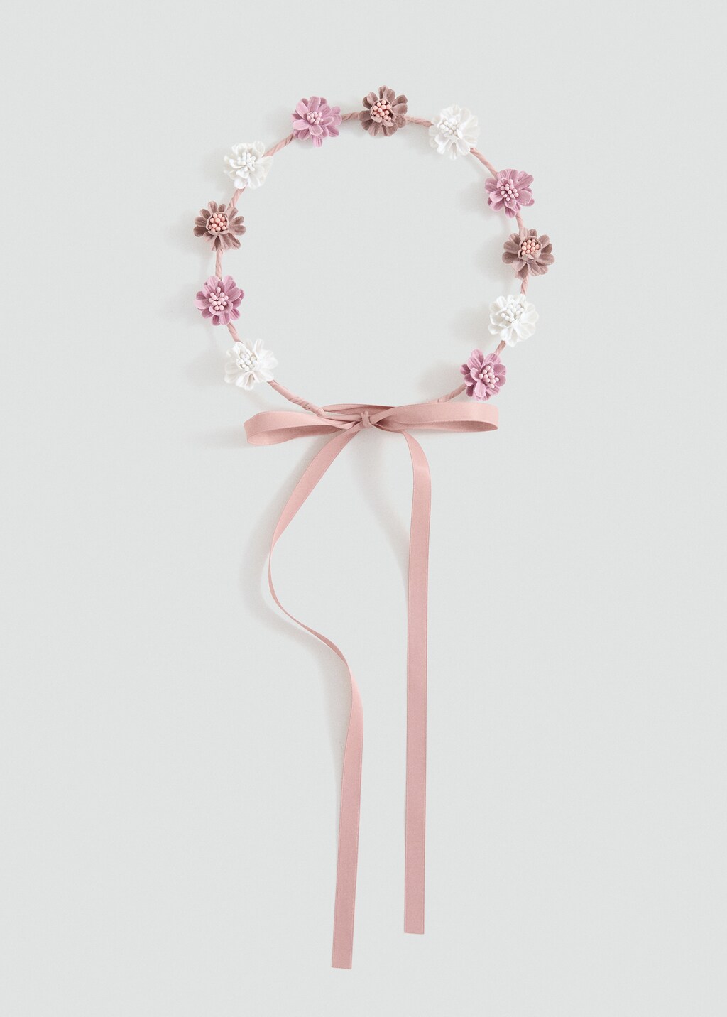 Tie closure flower hairband - Pale Pink