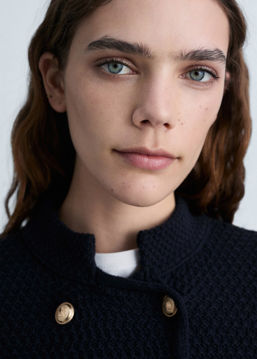 Double-breasted knitted jacket - Navy