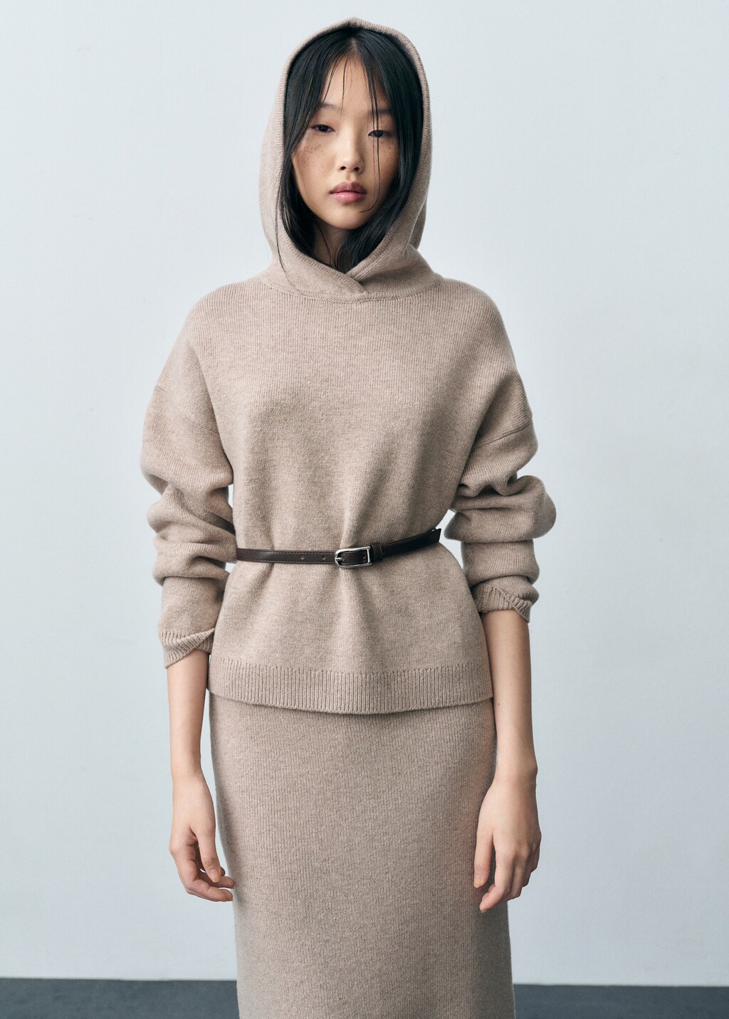 Wool-blend hooded sweater - Sand