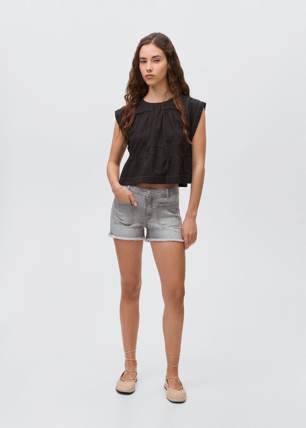 Frayed denim shorts - Denim Grey
