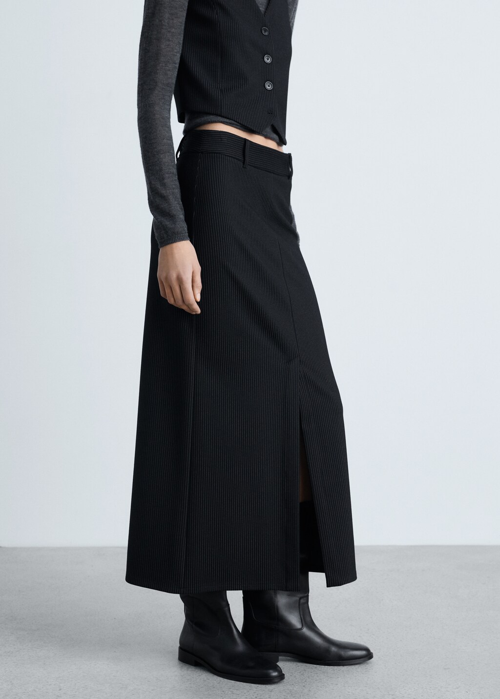 Pinstripe suit skirt - Black