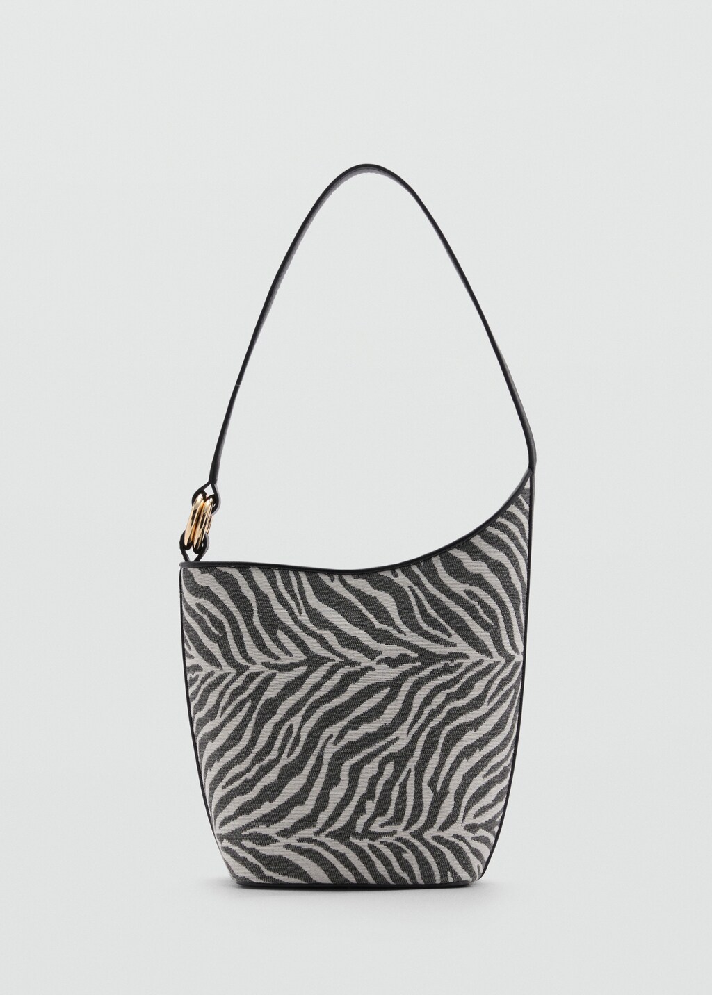 Large zebra-print bucket bag - Black