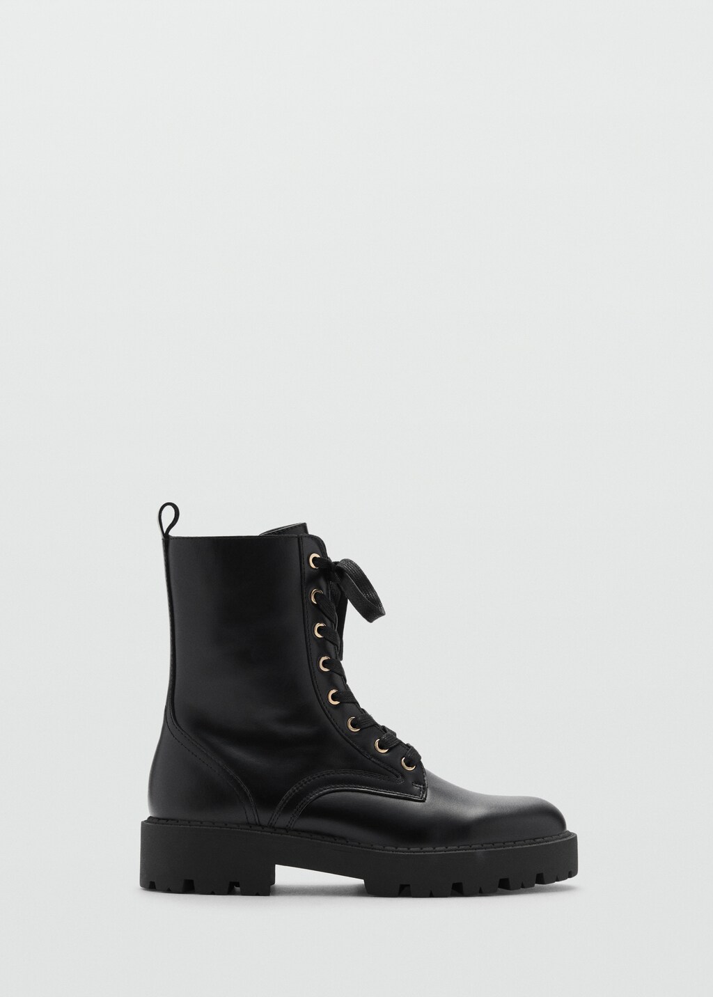 Lace-up leather ankle boots - Black