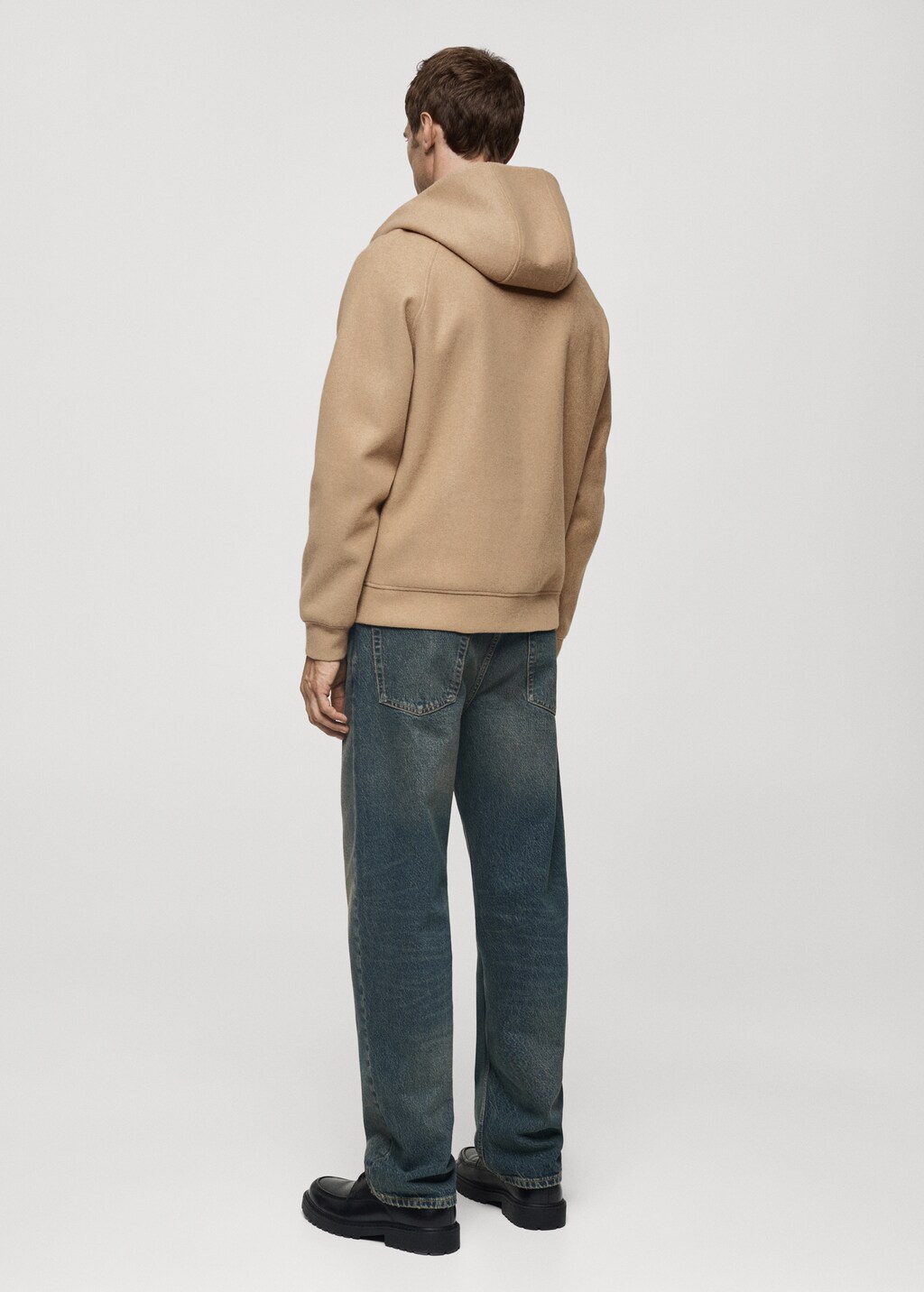 Hooded flannel sweatshirt - Beige