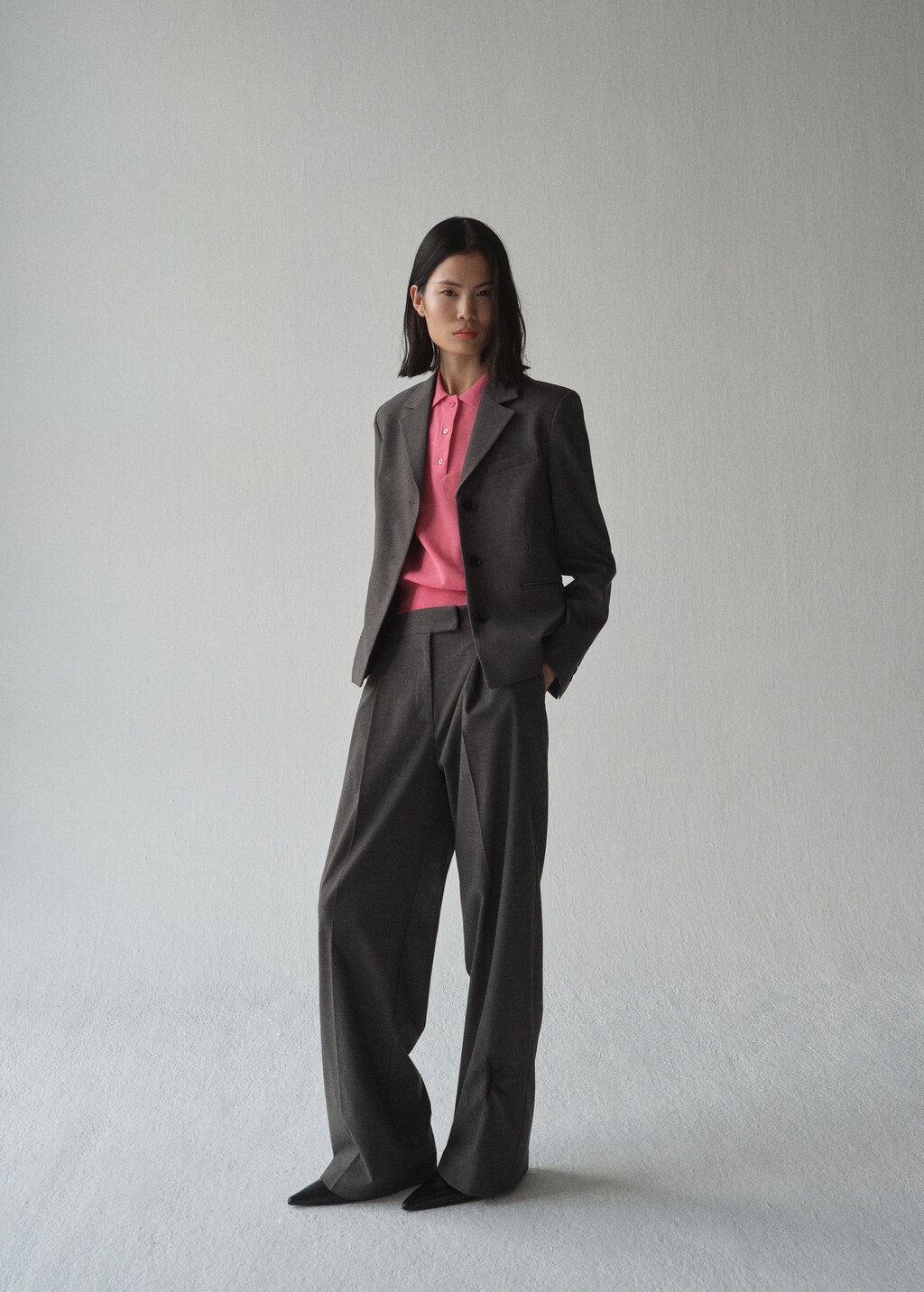 Knitted polo-neck sweater - Fuchsia