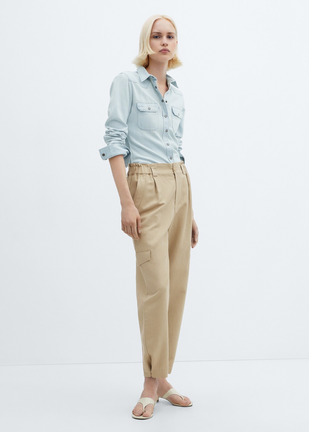 Linen cargo trousers - Beige