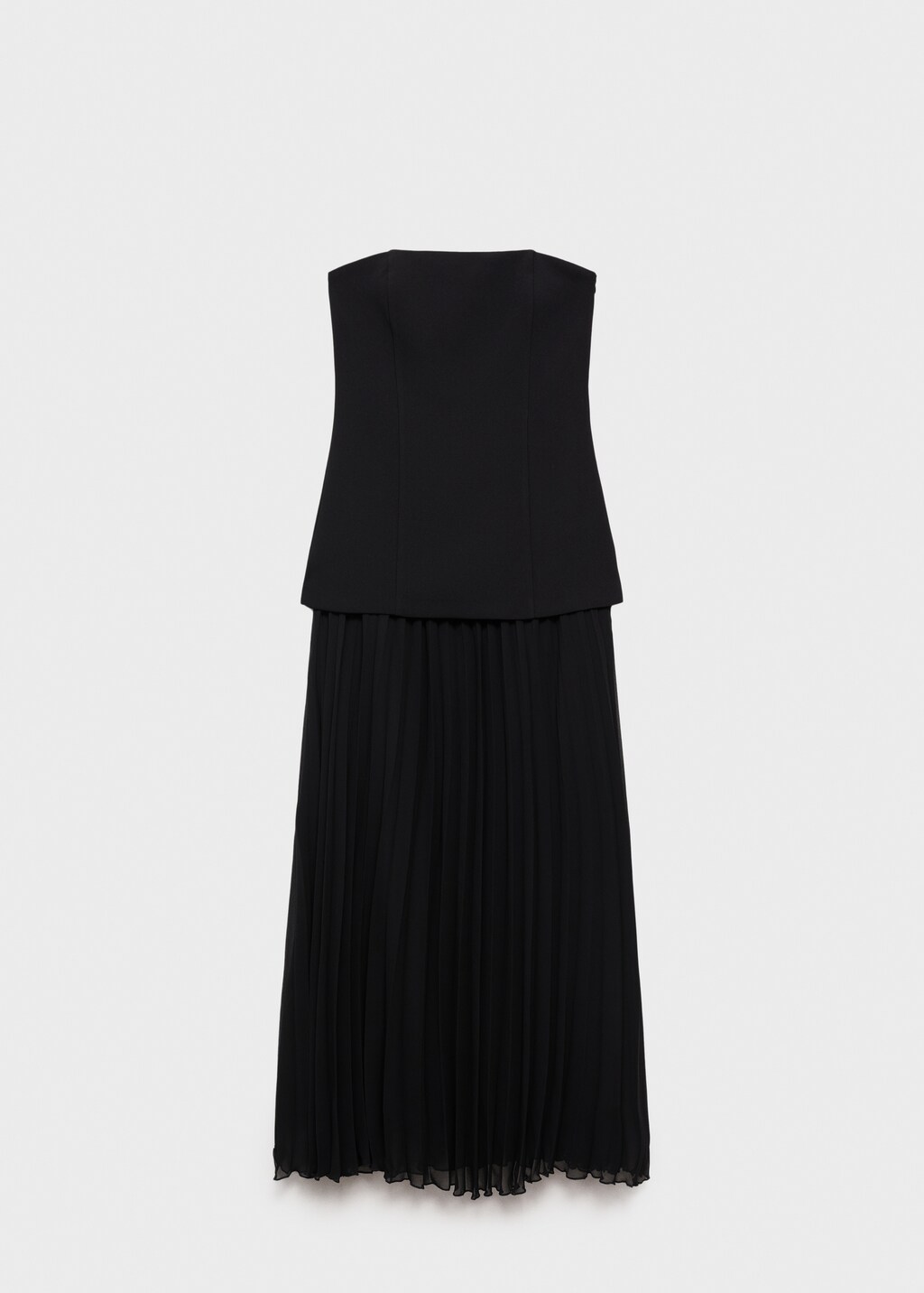 Combined strapless dress - Black