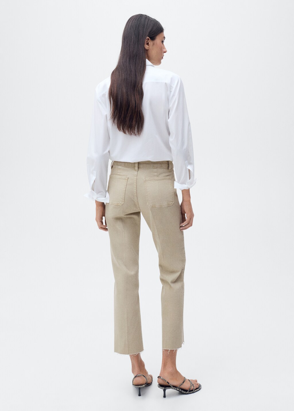 Flared cropped jeans with pockets - Black denim