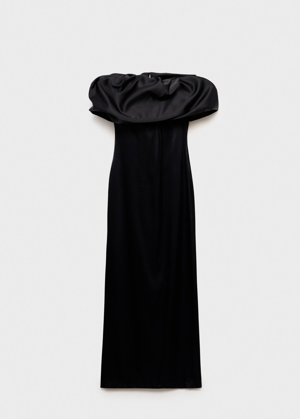 Satin dress with open shoulders and volume - Black