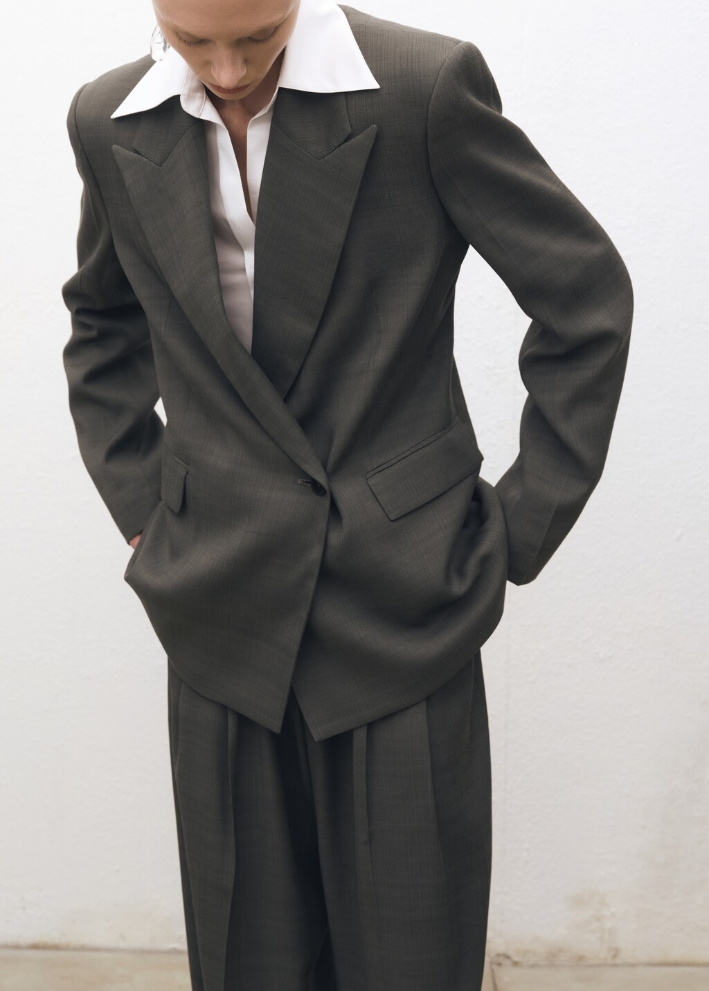Oversized double-breasted suit jacket - Khaki